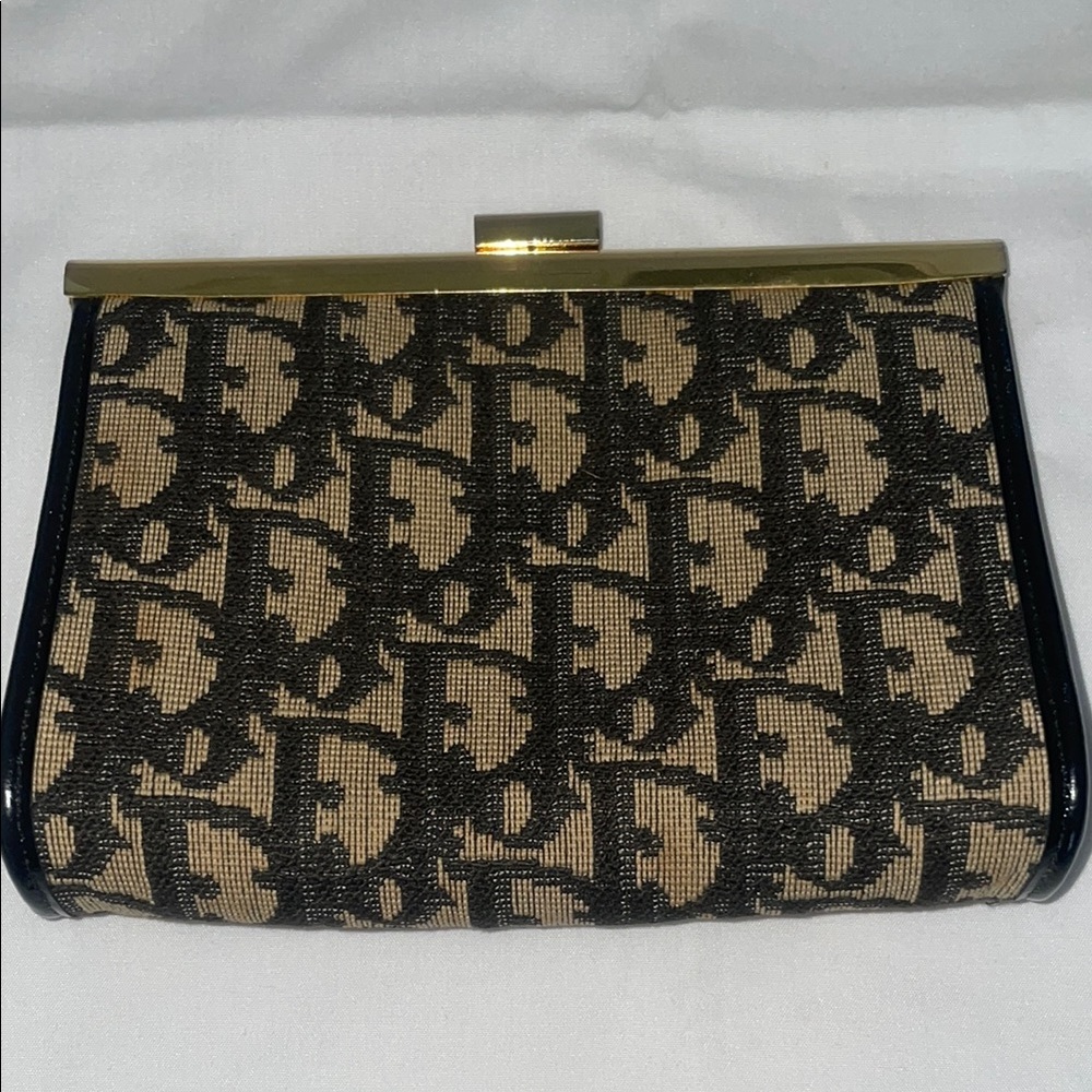 Vintage Christian Dior Jacquard Monogram Cosmetic Pouch Purse Made in France 🇫🇷